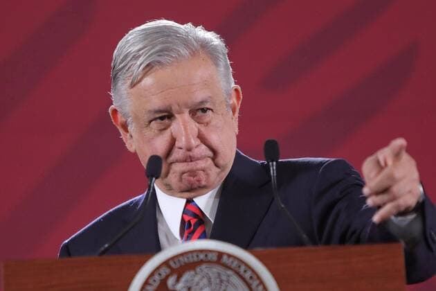 Mexican President Andres Manuel Lopez Obrador speaks during a press conference where he signed before a public notary his agreement to no opt for reelection, at the National Palace in Mexico City, Mexico, 25 July 2019. Lopez Obrador signs agreement to not opt for reelection !ACHTUNG: NUR REDAKTIONELLE NUTZUNG!  Copyright: xSashenkaxGutierrezx MEX8387 20190725-636996680243070856