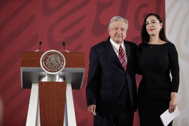 July 25, 2019: EUM20190725NAC04.JPG.CIUDAD DE MEXICO PresidencyPresidencia-AMLO.- En su conferencia mananera de este 25 de julio de 2019 y ante la presidenta municipal de Naucalpan, Patricia Duran, el presidente Andres Manuel Lopez Obrador hizo oficial la donacion del Rancho Los Tres Garcia, decomisado al crimen organizado, al municipio de Naucalpan, Estado de Mexico, para la construccion de una Universidad. Foto: Agencia EL UNIVERSALIvan StephensAFBV. Copyright: xElxUniversalx