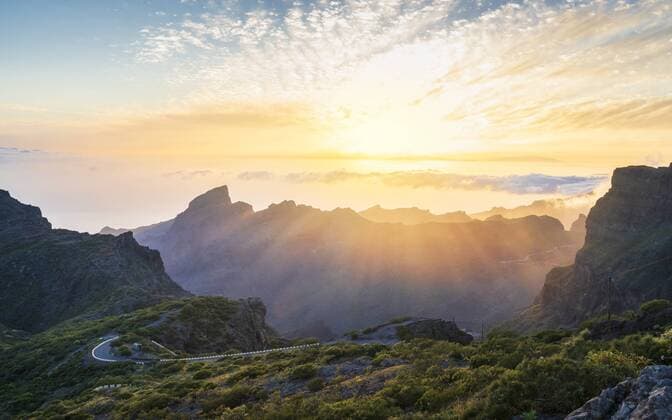Panoramic aerial view over Masca village, the most visited tourist attraction, Tenerife, Canary Islands, Spain, Atlantic, Europe Copyright: TomsxAuzins 1276-1546