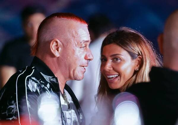 BAKU, AZERBAIJAN - JULY 26, 2019: Till Lindemann (L), lead vocalist of the German band Rammstein, attends the 2019 Zhara music festival. Vyacheslav Prokofyev TASS  TS0B4763