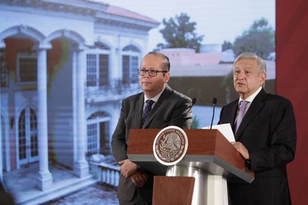 July 29, 2019: EUM20190729NAC06.JPG .CIUDAD DE MEXICO. PresidencyPresidencia-AMLO.- 29 de julio de 2019. Ricardo Rodriguez, director del Servicio de Administracion y Enajenacion de Bienes (SAE) de Hacienda, durante la conferencia matutina del presidente Andres Manuel Lopez Obrador en Palacio Nacional. Foto: Agencia EL UNIVERSALIvan StephensEELG Copyright: xElxUniversalx