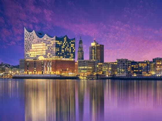 Lighted Elbe Philharmonic Hall, Hamburg, Germany,  HNF00812