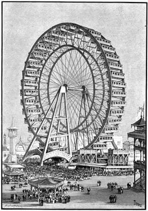 International Exhibition, Chicago, USA, 1893 International Exhibition, Chicago, USA, 1893. The giant Ferris wheel 1893 Illustration Copyright: xPhoto12 AnnxRonanxPicturexLibraryx ARP07094390000809