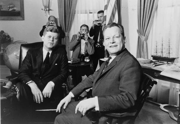 President John F Kennedy and Willy Brandt President John F Kennedy and Willy Brandt, Mayor of Berlin, at the White House, 13 March 1961. Photographer Marion S.Trikosko. Copyright: xPhoto12 AnnxRonanxPicturexLibraryx ARP15A01155