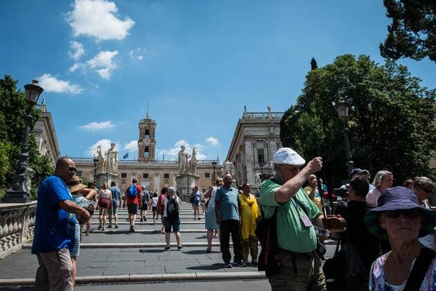 Italy: Thousands of tourist spots in Rome Thousands of tourists visit the monuments of the capital every day ,in the pictured Capitol Hillon. Rome Italy Italy  AndreaxRonchini