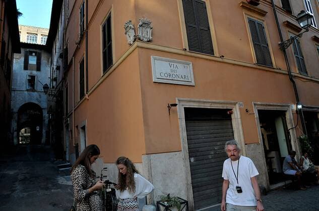 Rome Italy _ 18..July 2019 Restaurant life on Via Dei Coronari street in Roma or Rome near River tevere in Rome Italy . (Photo..Francis Dean Deanpictures. 