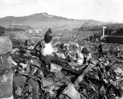 Photograph of a Destroyed Nagasaki Temple Photograph of a destroyed Nagasaki Temple after the atomic bombing of Hiroshima and Nagasaki. Dated 1945 Copyright: xPhoto12 AnnxRonanxPicturexLibraryx ARP18A18474