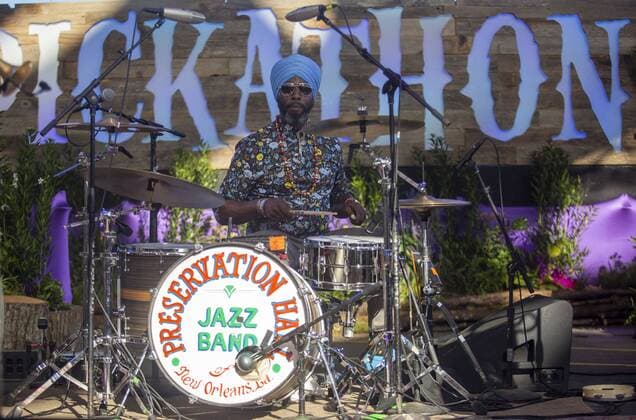 August 3, 2019, Happy Valley, Oregon, U.S: The Preservation Hall Jazz Band s drummer Walter Harris performs at Pickathon Music festival in Happy Valley Oregon August 3, 2019. Happy Valley U.S. - ZUMAb190 20190803_znp_b190_014 Copyright: xNataliexBehringx