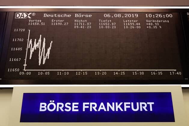 DEU , DEUTSCHLAND : Die Deutsche Boerse in Frankfurt , 06.08.2019 DEU , GERMANY : The German Stock Exchange in Frankfurt , 06.08.2019