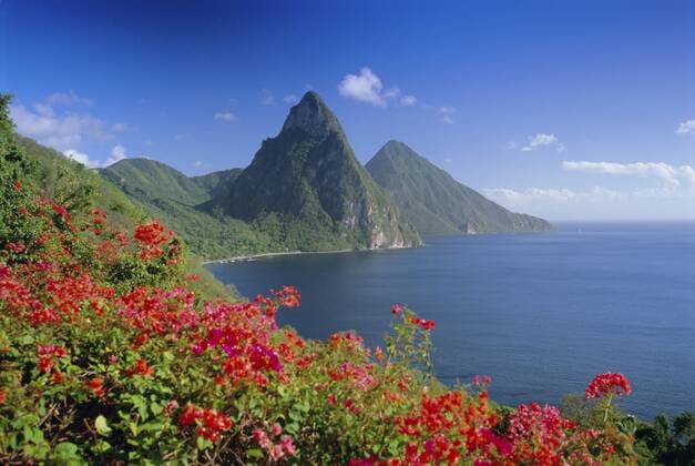 Soufriere and The Pitons, St. Lucia, Windward Islands, West Indies, Caribbean, Central America Copyright: GavinxHellier 252-10110