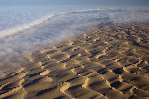 Aerial of sand dunes, Skeleton Coast Park, Namib Desert, Namibia, Africa Copyright: ThorstenxMilse 748-844