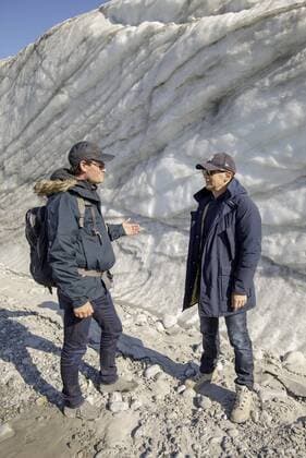 Bundesaussenminister Heiko Maas, SPD, besucht den Sirmilik Nationalpark in Pond Inlet Kanada . Hier mit Prof. Dr. Markus Rex, Leiter der Sektion Physik nder Atmosphaere, Alfred-Wegener-Institut, Helmholz-Zentrum fuer Polar- und Meeresforschung 15.08.2019 Pond Inlet Kanada