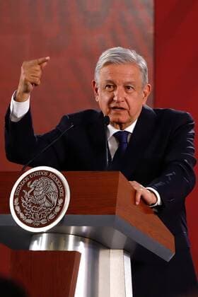 Mexiko, Manuel Lopez Obrador Pressekonferenz August 19, 2019: EUM20190819NAC01.JPG .CIUDAD DE MEXICO. PresidencyPresidencia-AMLO.- El presidente Andres Manuel Lopez Obrador durante la conferencia matutina de Palacio Nacional del lunes 19 de agosto de 2019. Foto: Agencia EL UNIVERSALBerenice FregosoEELG Copyright: xElxUniversalx