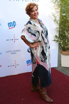 Vergabe GOETZ GEORGE PREIS 2019 Muriel Baumeister am Roten Teppich zur Verleihung vom GOETZ GEORGE PREIS am 19. August 2018 in der Astor Film Lounge. Der dotierte Preis soll an dieses Lebenswerk von Goetz George erinnern. Berlin Charlottenburg Berlin Deutschland