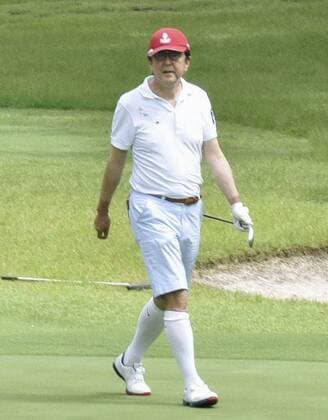Japan PM Abe on summer vacation Japanese Prime Minister Shinzo Abe plays golf in the Yamanashi Prefecture town of Fujikawaguchiko on Aug. 20, 2019. He has been at a summer house since Aug. 16. 