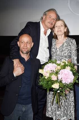 Jürgen Vogel, Leander Haußmann und Margit Carstensen bei der Verleihung des Götz George Preises 2019 in der Astor Film Lounge. Berlin, 19.08.2019