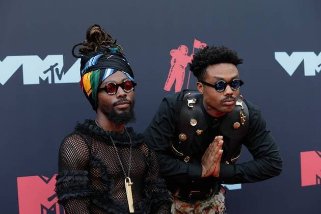 Johnny Venus and Doctur Dot of EarthGang arrive on the red carpet at the 36th annual MTV Video Music Awards at the Prudential Center in Newark, NJ on Monday, August 26, 2019.  NJP20190826415 JOHNxANGELILLO