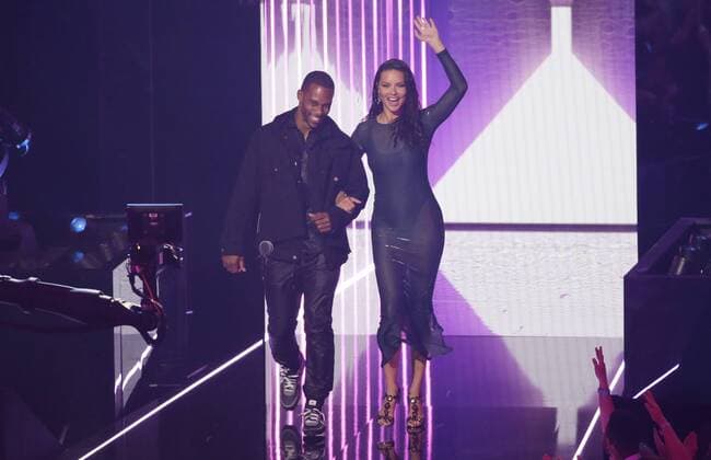 Victor Cruz and Adriana Lima at the 36th annual MTV Video Music Awards at the Prudential Center in Newark, NJ on Monday, August 26, 2019.  NJP20190821007 JOHNxANGELILLO