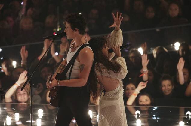 Shawn Mendes and Camila Cabello perform at the 36th annual MTV Video Music Awards at the Prudential Center in Newark, NJ on Monday, August 26, 2019.  NJP201908261055 JOHNxANGELILLO