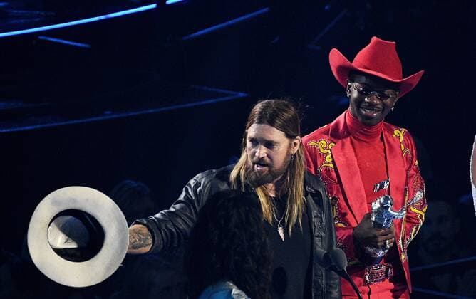 NEWARK, NEW JERSEY - AUGUST 26: Lil Nas X and Billy Ray Cyrus are seen onstage during the 2019 MTV Video Music Awards at Prudential Center on August 26, 2019 in Newark, New Jersey. Photo: imageSPACE MediaPunch Copyright: ximageSPACEx