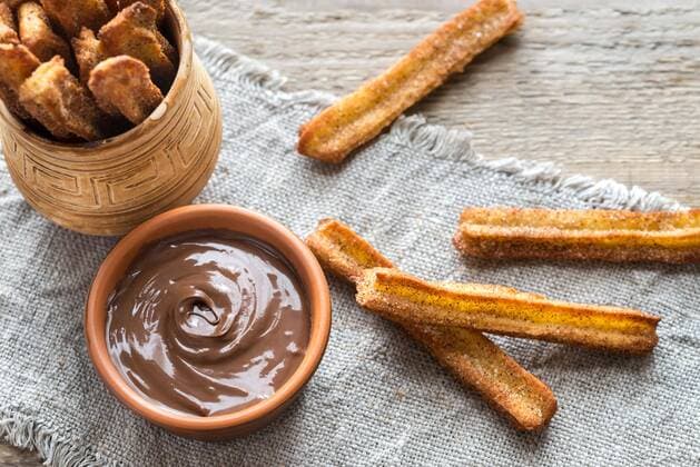  Churros - famous Spanish dessert with chocolate sauce  Copyright: xAlex9500x Panthermedia26878314