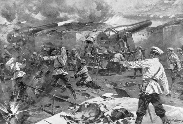 Russo-Japanese War 1904-1905, Russian battery in action during the siege of Port Arthur Russo-Japanese War 1904-1905: Russian battery in action during the siege of Port Arthur January 1905 Copyright: xPhoto12 AnnxRonanxPicturexLibraryx ARP07093390000285