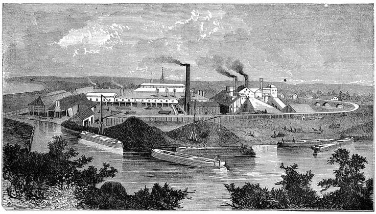Phoenix Iron and Bridge Works, Phoenixville, Pennsylvania Phoenix Iron and Bridge Works, Phoenixville, Pennsylvania 1873 From The Science Record New York Copyright: xPhoto12 AnnxRonanxPicturexLibraryx ARP07094390000643