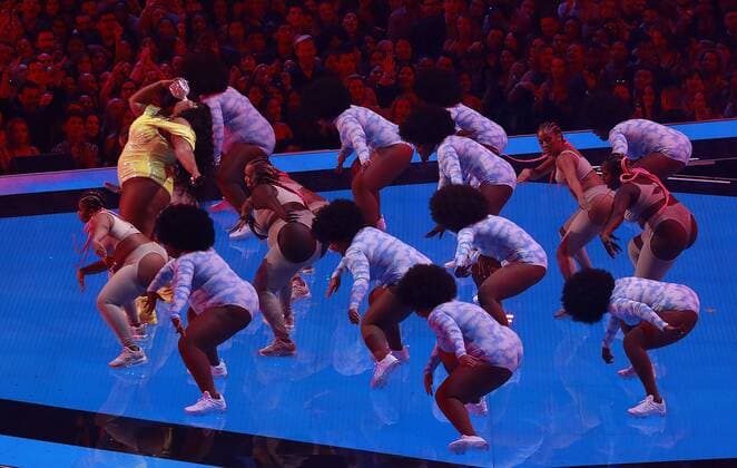 NEWARK, NJ - AUGUST 26: Lizzo performs at the 2019 MTV VMAs at Prudential Center in Newark, New Jersey. on August 26, 2019. Copyright: xDCx