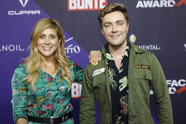 29.08.2019. Düsseldorf. Gast auf dem Bunte New Faces Award im alten Stahlwerk. Panagiota Petridou and Philipp Isterewicz Düsseldorf Altes Stahlwerk, Ronsdorfer Str. Nordrhein-Westfalen Deutschland