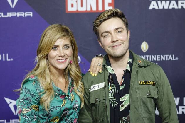 29.08.2019. Düsseldorf. Gast auf dem Bunte New Faces Award im alten Stahlwerk. Panagiota Petridou and Philipp Isterewicz Düsseldorf Altes Stahlwerk, Ronsdorfer Str. Nordrhein-Westfalen Deutschland