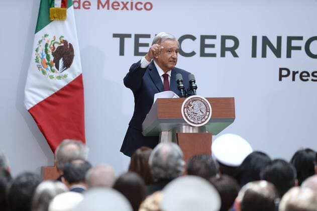 Andres manuel Lopez Obrador First Government Report 2019 MEXICO CITY, MEXICO - SEPTEMBER 1: Mexico s President Andres Manuel Lopez Obrador speaks during his the First Government Report at National Palace on September 1, 2019 in Mexico City, Mexico  Copyright: xEyepixx EYE_1427