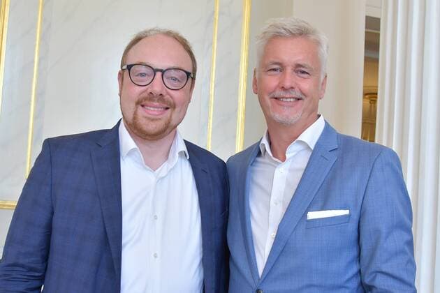 OPUS KLASSIK AWARD PK Dr. Clemens Trautmann, VorstandV. Verein zur Foerderung der klassischen Musik e.V., Guido Evers, GF GVL bei der OPUS KLASSIK PK zum 2. OPUS AWARD im Konzerthaus am Gendarmenmarkt in Berlin am 02.09.2019