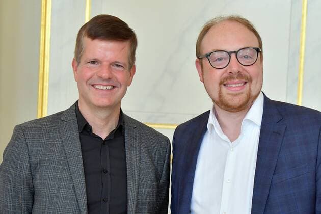 OPUS KLASSIK AWARD PK Michael Becker, Intendant Tonhalle Duesseldorf, Dr. Clemens Trautmann, VorstandV. Verein zur Foerderung der klassischen Musik e.V. bei der OPUS KLASSIK PK zum 2. OPUS AWARD im Konzerthaus am Gendarmenmarkt in Berlin am 02.09.2019