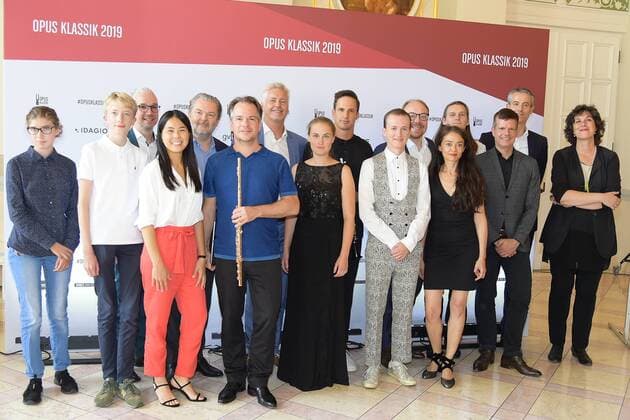 OPUS KLASSIK AWARD PK Alle Klassik Award 2019 Preistraeger mit Dr. Clemens Trautmann, Burkhard Glashoff, Michael Becker, Dr. Kerstin Schuessler-Bach, Hanni Lang, Guido Evers, Tobias Feieln (Redaktuioinsleiter Musik und Theater ZDF bei der OPUS KLASSIK PK zum 2. OPUS AWARD im Konzerthaus am Gendarmenmarkt in Berlin am 02.09.2019
