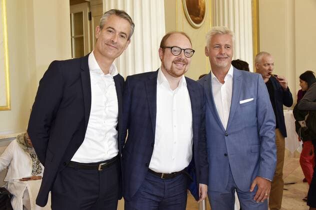 Michael Becker, Clemens Trautmann und Guido Evers bei der Pressekonferenz zur Bekanntgabe der Preisträger des Opus Klassik 2019 im Konzerthaus Berlin. Berlin, 02.09.2019