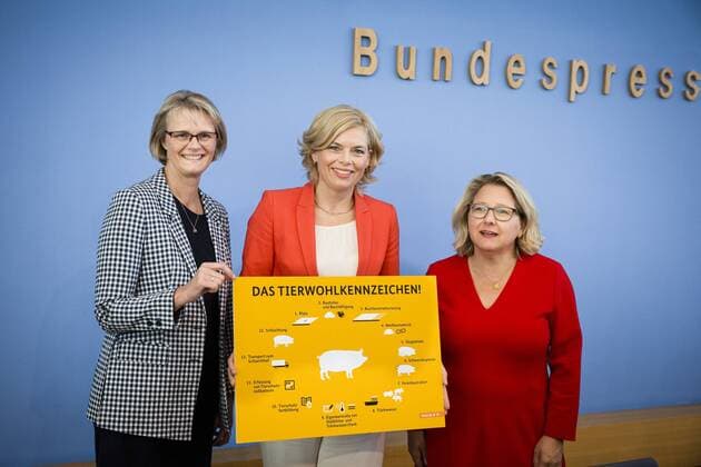 News Bilder des Tages Bundeslandwirtschaftsministerin Julia Kloeckner, CDU, Bundesumweltministerin Svenja Schulze, SPD, und Bundesbildungsministerin Anja Karliczek, CDU, aufgenommen bei der gemeinsamem Pressekonferenz zur Vorstellung des Aktionsprogramm Insektenschutz Tierwohlkennzeichengesetz Aenderung des Direktzahlungen-Durchfuehrungsgesetzes in Berlin. 04.09.2019. Berlin Deutschland *** Federal Agriculture Minister Julia Kloeckner, CDU, Federal Environment Minister Svenja Schulze, SPD, and Federal Education Minister Anja Karliczek, CDU, at the joint press conference presenting the Insect Protection Action Programme Animal Welfare Identification Act Amendment to the Direct Payments Implementation Act in Berlin 04 09 2019 Berlin Germany Copyright: xFelixxZahn photothek.netx