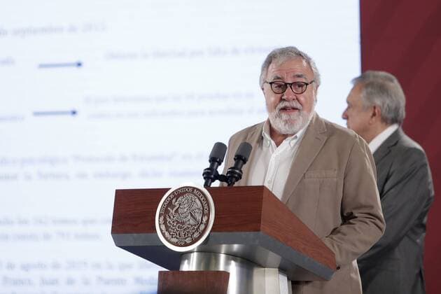 September 4, 2019: EUM20190904NAC19.JPG.CIUDAD DE MEXICO. PresidencyPresidencia-AMLO. 4 de septiembre de 2019. Alejandro Encinas, subsecretario de Derechos Humanos, durante la conferencia matutina del presidente Andres Manuel Lopez Obrador en Palacio Nacional. Foto: Agencia EL UNIVERSALIvan StephensEELG Copyright: xElxUniversalx
