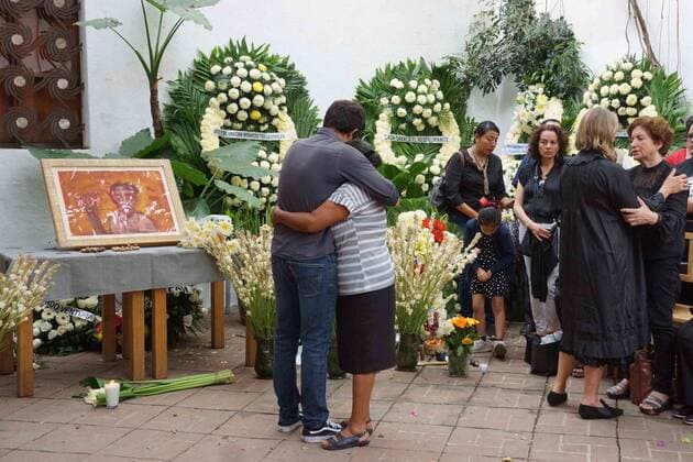 Mexiko, Trauer um Francisco Toledo September 6, 2019: EUM20190906CUL28.JPG.OAXACA, Oax. DeathDeceso-Toledo.- 6 de septiembre de 2019. Amigos, familiares y seguidores del artista Francisco Toledo se reunen en el Instituto de Artes Graficas de Oaxaca (IAGO), en donde se le realiza un homenaje con ofrendas florales al pintor fallecido el jueves a los 79 anos de edad. Foto: Agencia EL UNIVERSALEELG Copyright: xElxUniversalx