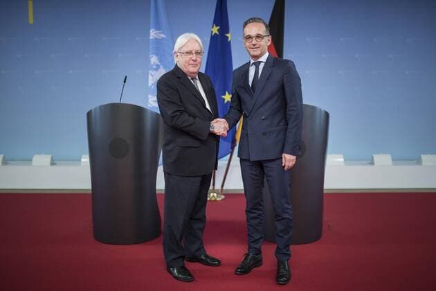 News Bilder des Tages Bundesaussenminister Heiko Maas (R), SPD, aufgenommen im Rahmen des Treffens mit Martin Griffiths (L), UN-Sonderbeauftragter fuer den Jemen, in Berlin, 13.09.2019. Berlin Germany
