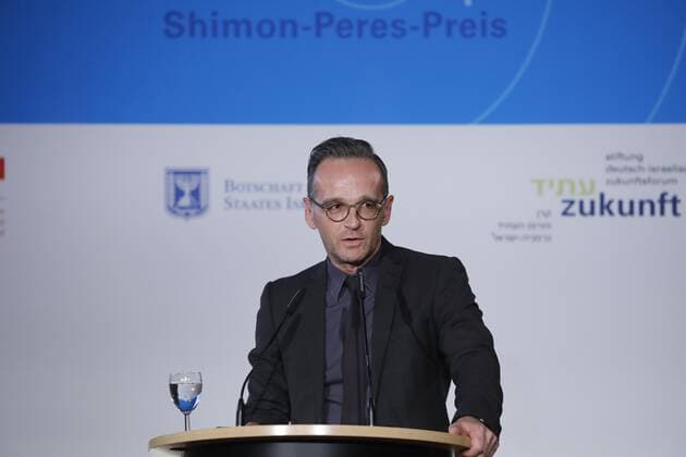Außenminister Heiko Maas, Deutschland, Berlin, Roten Rathaus , Shimon Peres Preis 2019 für Akademie Führung & Kompetenz. Preisverleihung am 15.09.2019 in Berlin