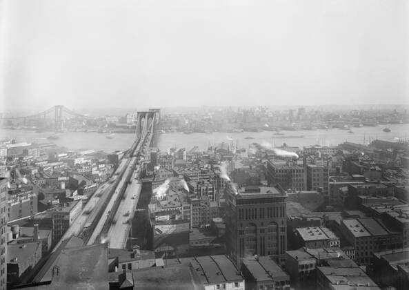 Brooklyn Bridge and East River, New York City, New York, USA, Bain News Service, April 1909  Copyright: CircaxImages ghi-circa02915