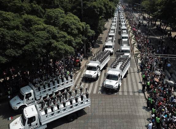 View of the military parade during the celebration of the 209 anniversary of the Independence of Mexico, in Mexico City, Mexico, 16 September 2019. 209 anniversary of the Independence of Mexico !ACHTUNG: NUR REDAKTIONELLE NUTZUNG!  Copyright: xMadlaxHartzx MEX3328 20190916-637042654144718175