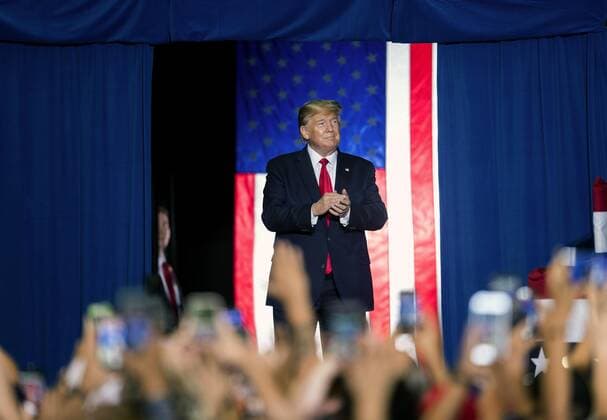 Sept.16, 2019 - Rio Rancho, New Mexico, U.S. - President DONALD TRUMP makes his entrance for a Keep America Great Rally at the Santa Ana Star Center. Rio Rancho U.S. - ZUMAce6_ 20190916_zaf_ce6_003 Copyright: xBrianxCahnx