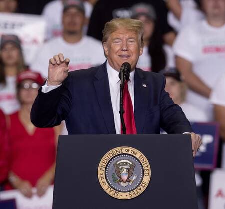 Sept.16, 2019 - Rio Rancho, New Mexico, U.S. - President DONALD TRUMP conducts a Keep America Great Rally at the Santa Ana Star Center. Rio Rancho U.S. - ZUMAce6_ 20190916_zaf_ce6_017 Copyright: xBrianxCahnx