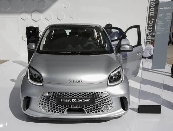 Germany: 3rd day at the 68th IAA Frankfurt The Smart, an automotive brand from German car manufacturer Daimler displays the Smart EQ forfour electric city car at the 2019 Internationale Automobil-Ausstellung (IAA). Frankfurt Hesse Germany Messe Frankfurt  MichaelxDebets