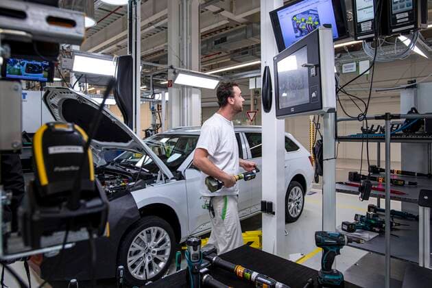 Czech car-maker Skoda Auto launched production first plug-in hybrid Skoda Superb iV in Kvasiny, Czech Republic, September 18, 2019. The company invested 12 million euros in Kvasiny plant. (CTKxPhoto DavidxTanecek) CTKPhotoP201909180615101  TAD 017