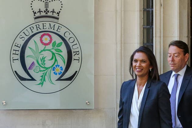 News Bilder des Tages September 19, 2019, London, UK, UK: London, UK. Businesswoman and political activist GINA MILLER leaves UK Supreme Court in London at the end of the three day appeal hearing in the multiple legal challenges against the Prime Minister Boris JohnsonÃ¢â‚¬â ¢s decision to prorogue Parliament ahead of a QueenÃ¢â‚¬â ¢s speech on 14 October. Since Tuesday 17 September, eleven instead of the usual nine Supreme Court justices have been hearing the politically charged claim that Boris Johnson acted unlawfully in advising the Queen to suspend parliament for five weeks in order to stifle debate over the Brexit crisis.Ã‚ It is the first time the Supreme Court has been summoned for an emergency hearing outside legal term time.Ã‚ Lady Hale, the first female president of the court who retires next January, has been preside the Brexit-related judicial r  - ZUMAl94_ 20190919_zaf_l94_040 Copyright: xDinendraxHariax