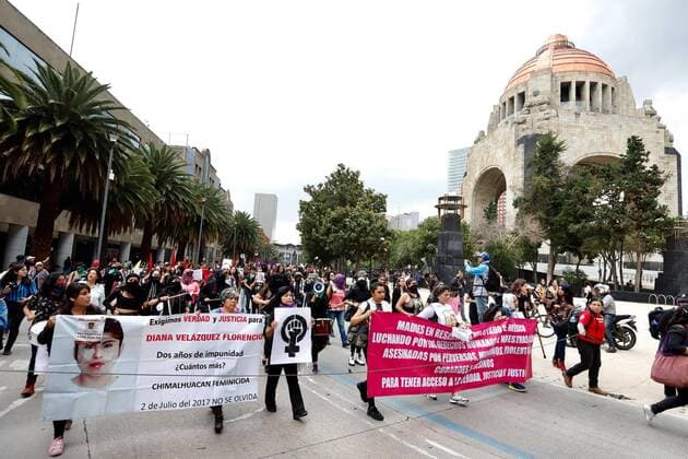 September 19, 2019: EUM20190919SOC04.JPG .CIUDAD DE MEXICO. ProtestProtesta-Feminista.- 19de septiembre de 2019. Aspectos de la marcha denominada Terremoto Feminista en protesta por los feminicidios, que salio del Monumento a la Revolucion y llego al Ãngel de la Independencia. Foto: Agencia EL UNIVERSALBerenice FregosoEELG Copyright: xElxUniversalx