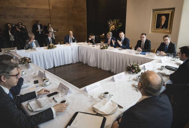 Bundesgesundheitsminister Jens Spahn (CDU) Im Rahmen eines Treffens mit der deutsch-mexikanischen Handelskammer CAMEXA und deutschen Unternehmen aus dem Gesundheitssektor am 20.09.2019 in Mexiko-Stadt. Mexiko-Stadt Mexiko