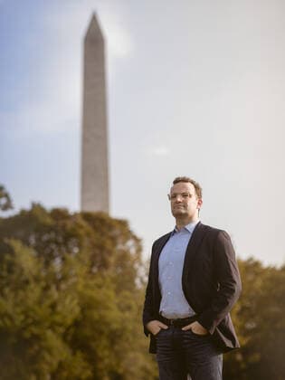 Bundesgesundheitsminister Jens Spahn (CDU) vor dem Washington Monument. Washington, 21.09.2019. Washington USA